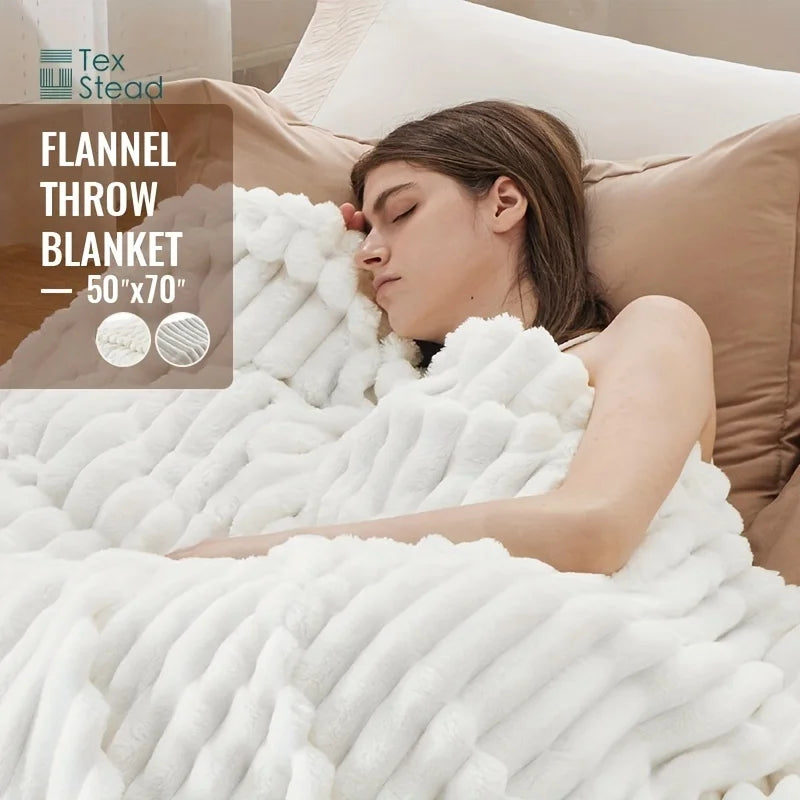 Afralia™ Fuzzy Super Soft Flannel Throw Blanket - Luxe Plush Blanket for Sofa, Bed