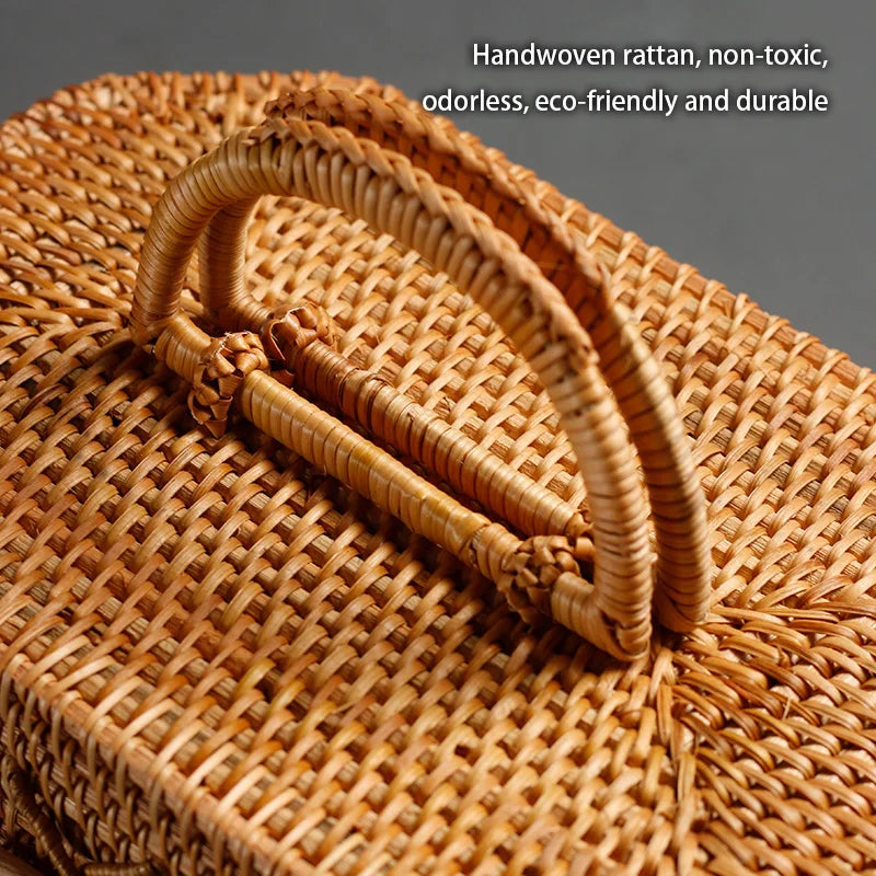 Afralia™ Handwoven Rattan Storage Box Tea Food Container Organizer