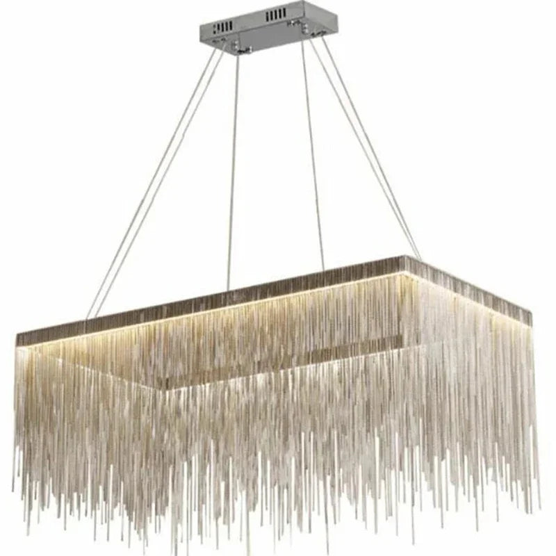Afralia™ LED Aluminum Tassel Chandelier: Modern Waterfall Pendant Light for Living Room, Hotel, Hall