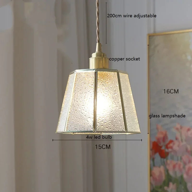 Afralia™ Colorful Glass Copper LED Pendant Light for Kitchen Bedroom Living Room Loft