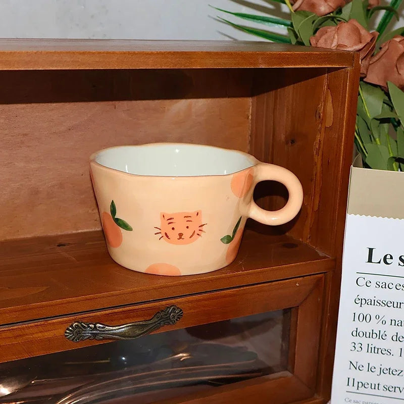 Afralia™ Cartoon Pattern Ceramic Coffee Mug Creative Cup Tea Teacup Juice Container