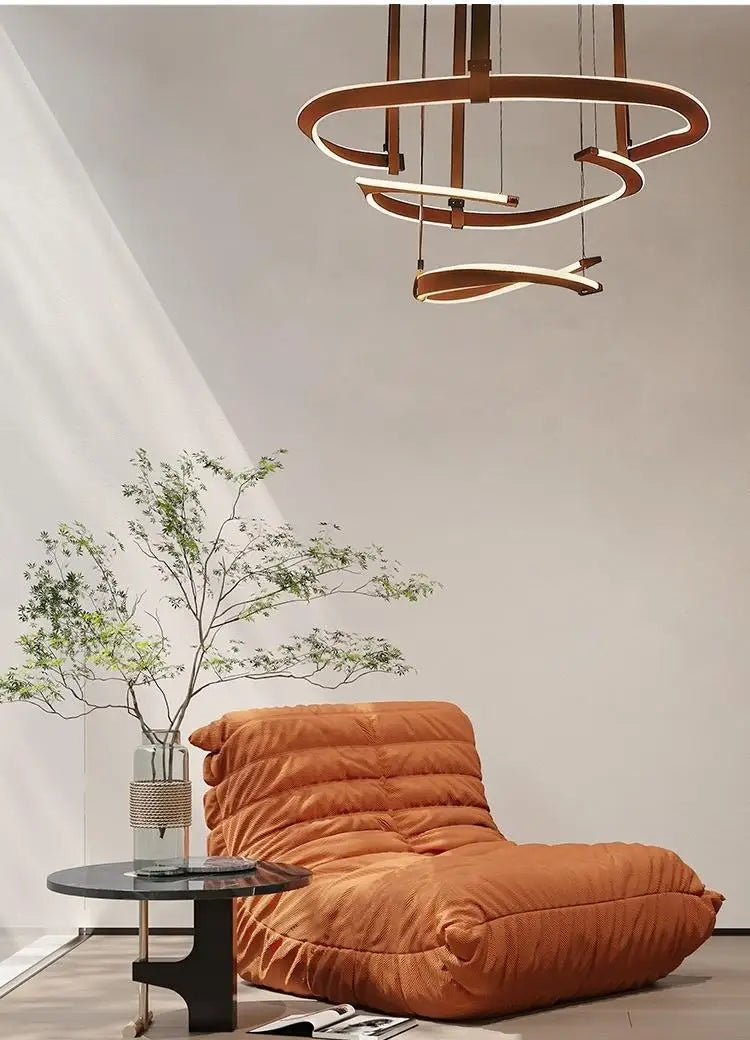 Afralia™ Modern Leather Ring Chandelier for Minimalist Living Room Villa Restaurant Hall