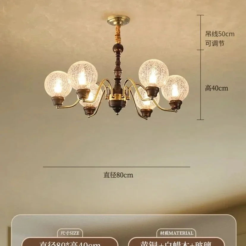Afralia™ Copper Living Room Chandelier: American Retro Nanyang Style Luxury Hall Lighting