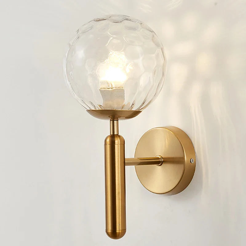 Afralia™ Modern Gold Glass Ball Wall Lamp Sconce for Dining Bathroom Bedroom Lighting