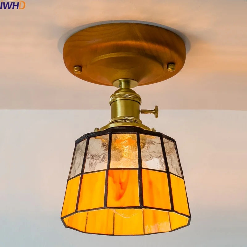 Afralia™ Glass Copper LED Ceiling Lamp Modern Style for Home Decor and Restaurant