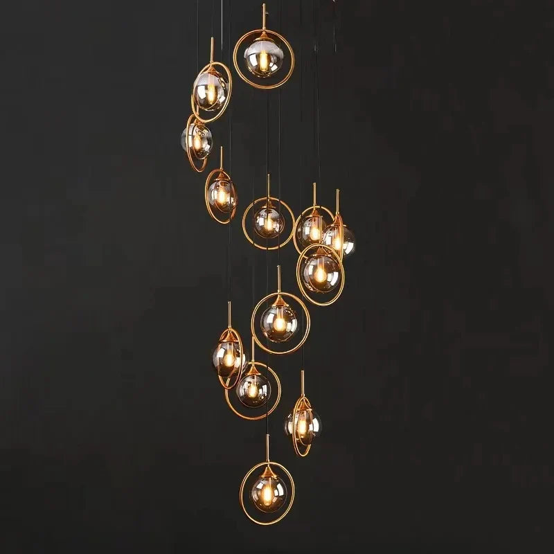 Modern Glass Ball Chandelier - Afralia™ Retro Staircase Pendant Lamp for Home Decor