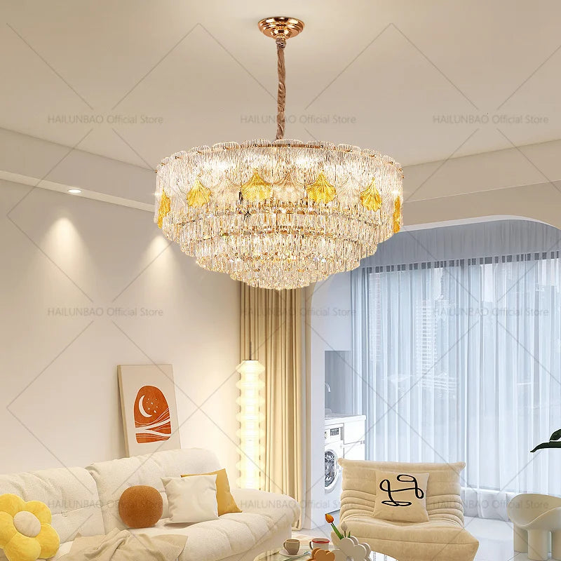 Afralia™ European Crystal Chandelier Light for Luxury Living Room, Dining Room, Hall and Villa