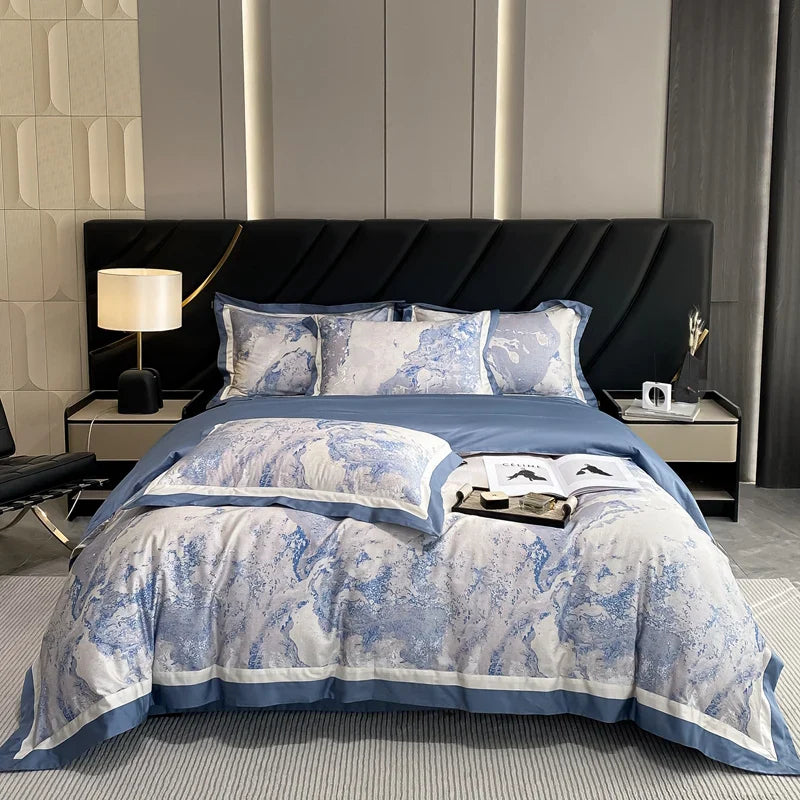 Afralia™ Egyptian Cotton Flower Bedding Set, Luxury 1000TC Duvet Cover, Sheets, Pillowcases