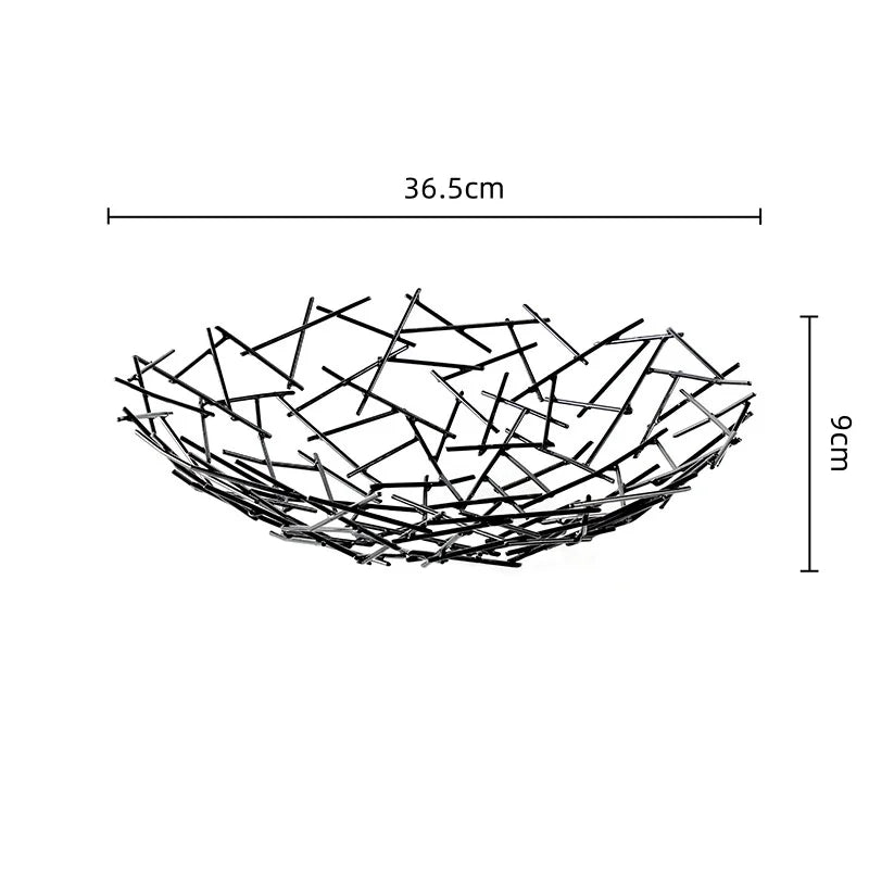 Geometric Line Metal Fruit Tray Afralia™ Hollow High-legged Storage Bowl Home Decor Tray
