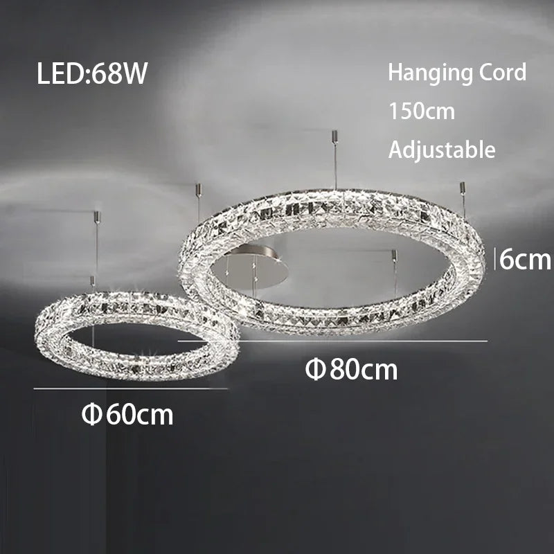 Afralia™ Modern Crystal Chandelier Chrome Golden Round Pendant Lights