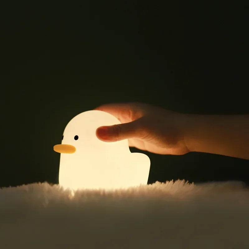Afralia™ Cute Dull Duck Night Light USB Charging Kids Room Bedside Lamp