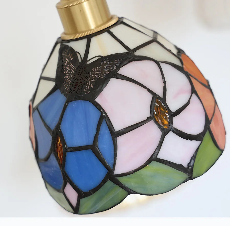 Afralia™ Tiffany Glass LED Pendant Light Fixture for Home Decor and Hotel Dining