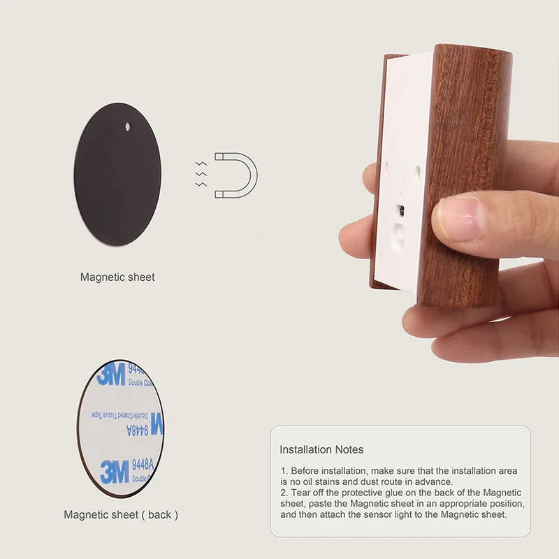 Afralia™ Wooden Motion Sensor Night Light: Rechargeable LED Wireless Wall Lamp