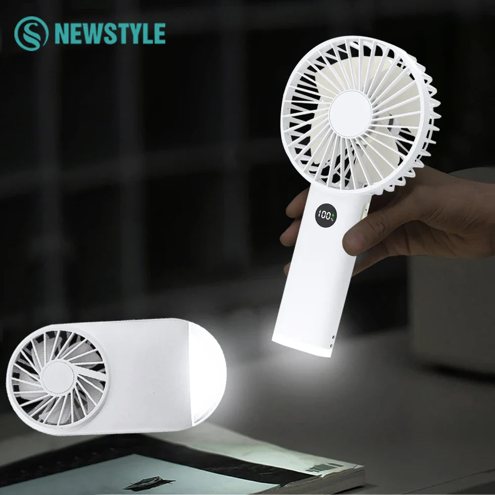 Afralia™ Mini Fan Night Light LED Rechargeable USB Portable Handheld Quiet Stand