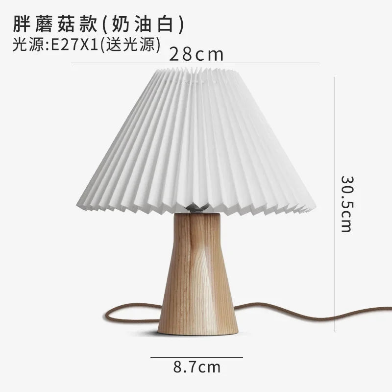 Afralia™ Mushroom Table Lamp LED Solid Wood Desk Light for Romantic Bedroom Decor