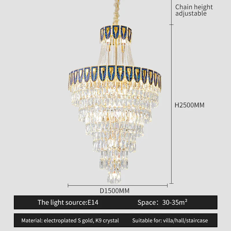 Afralia™ Crystal Chandelier Art Living Room Lighting for Duplex Buildings and High-End Restaurants