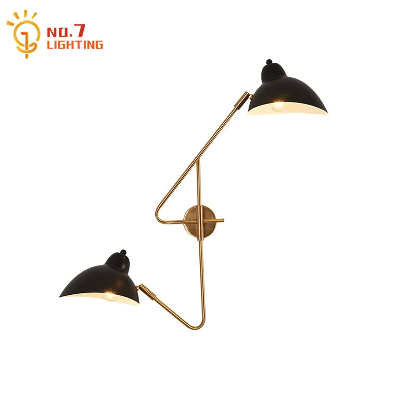 Afralia™ Copper LED Wall Lamp Double Head Rotatable for Living Room Bedroom