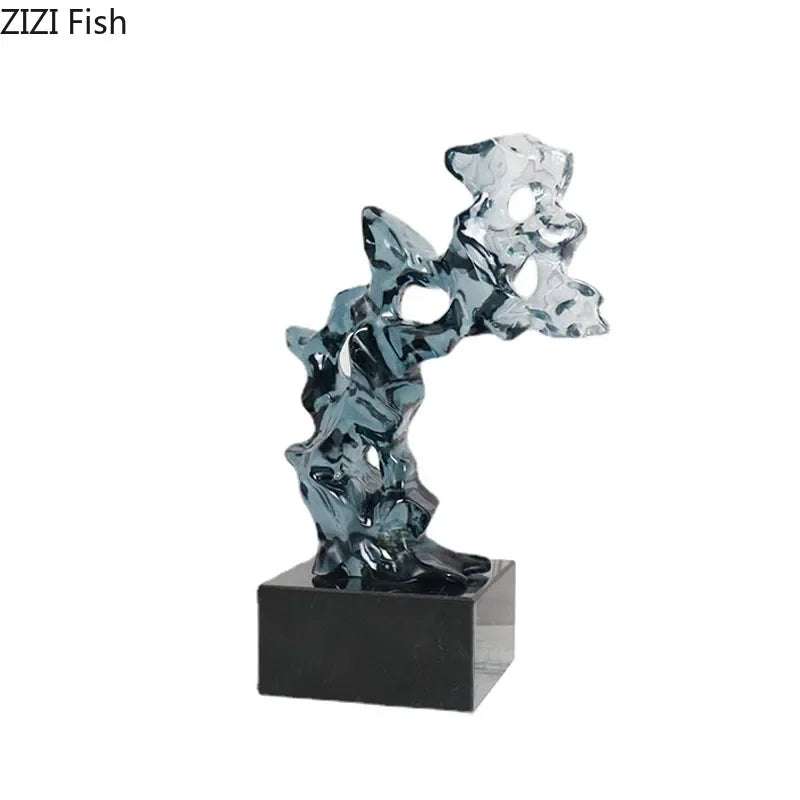 Afralia™ Taihu Stone Rockery Resin Sculpture Desk Ornaments - Modern Home Decor