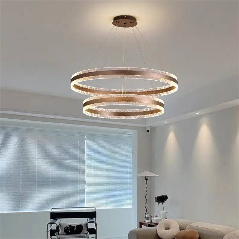 Afralia™ Circle Rings LED Chandelier for Living & Dining Room - Modern Acrylic Aluminum Lighting