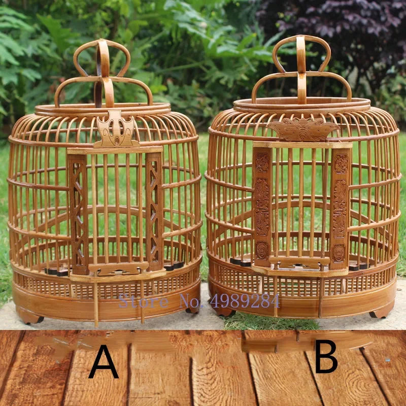 Afralia™ Small Bamboo Handmade Canary Birdcage Hanging Ornament Decoration