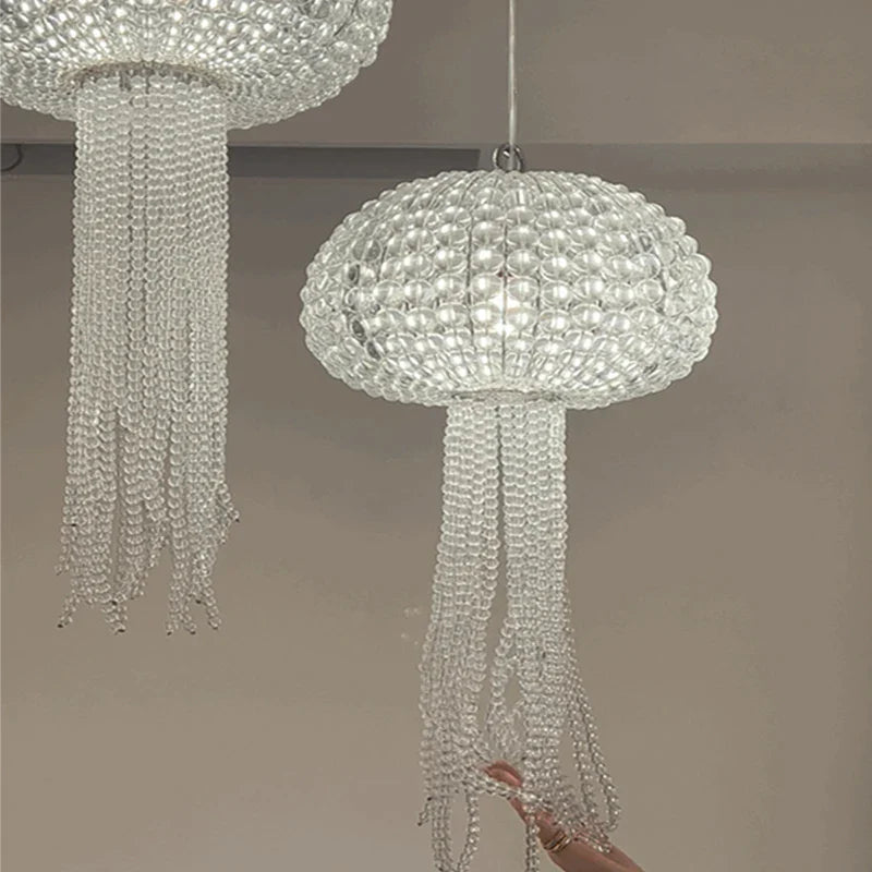 Afralia™ Crystal Tassel Chandelier - Elegant LED Jellyfish Ceiling Light for Living Room