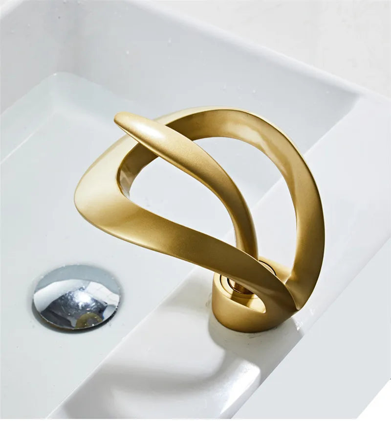 Afralia™ Black Brass Bathroom Basin Faucet With Waterfall Design