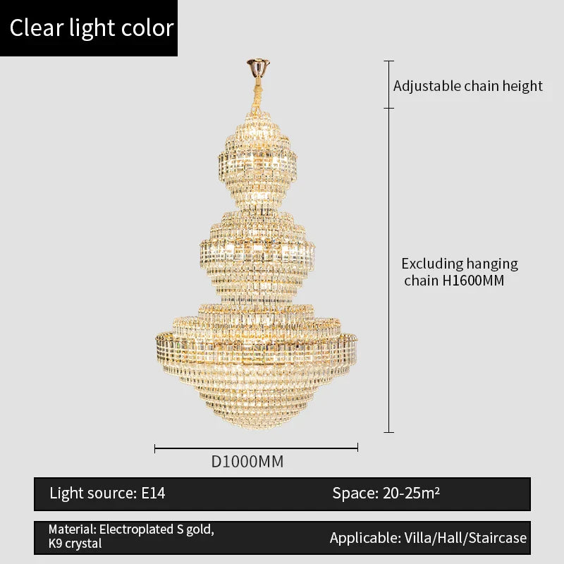 Afralia™ Crystal Duplex Chandelier for Hotel Lobby and Living Room