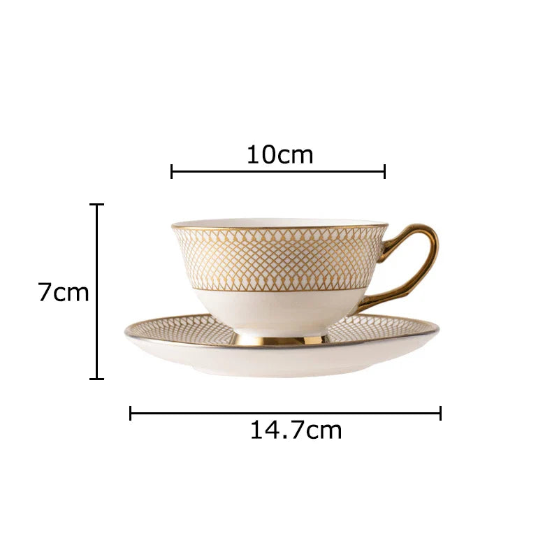 Afralia™ Gold Ceramic Tea Set for Dining Table, Coffee Mug, Teapot, Afternoon Tea & Beverage Container