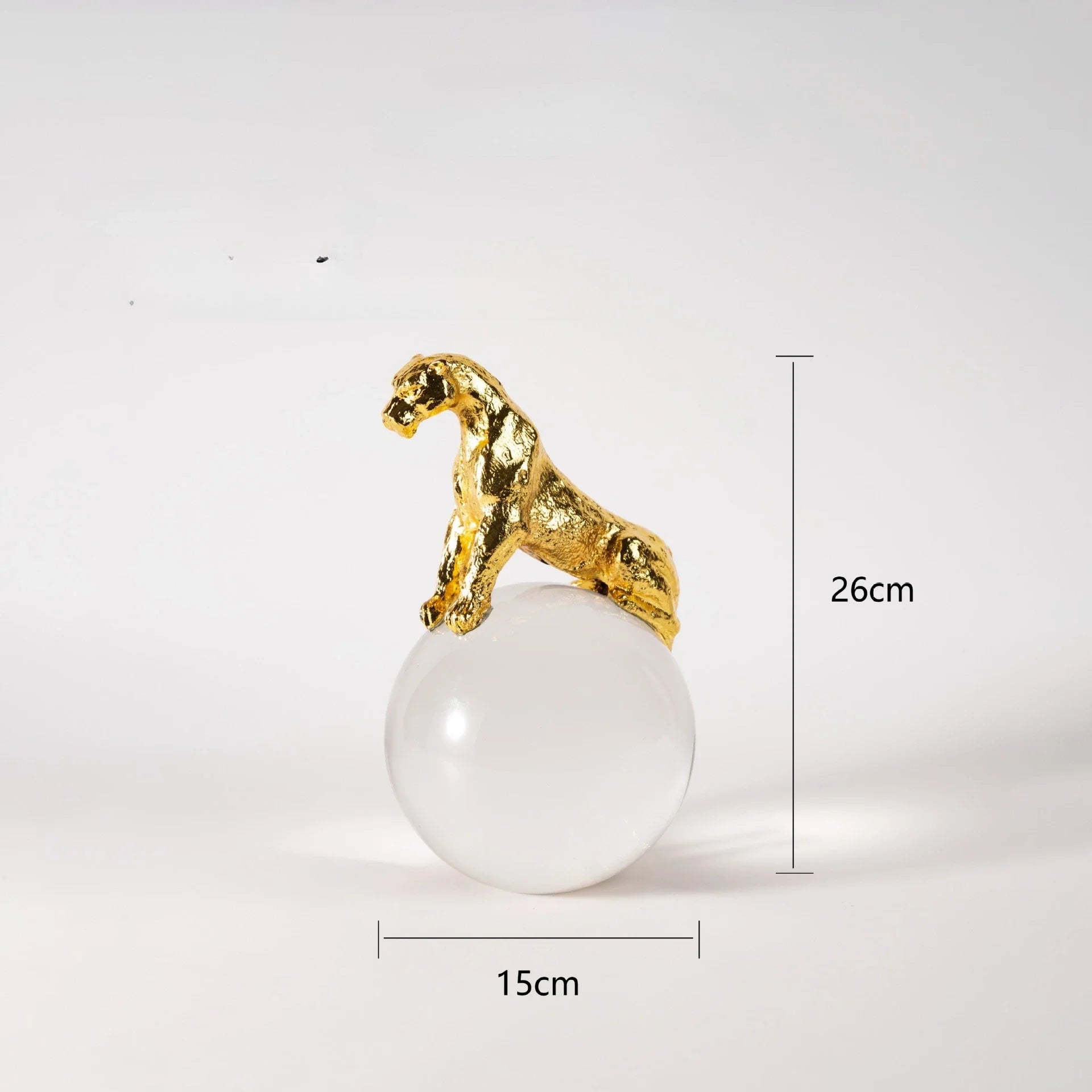 Afralia™ Leopard Crystal Ball Metal Cheetah Sculpture Home Decor