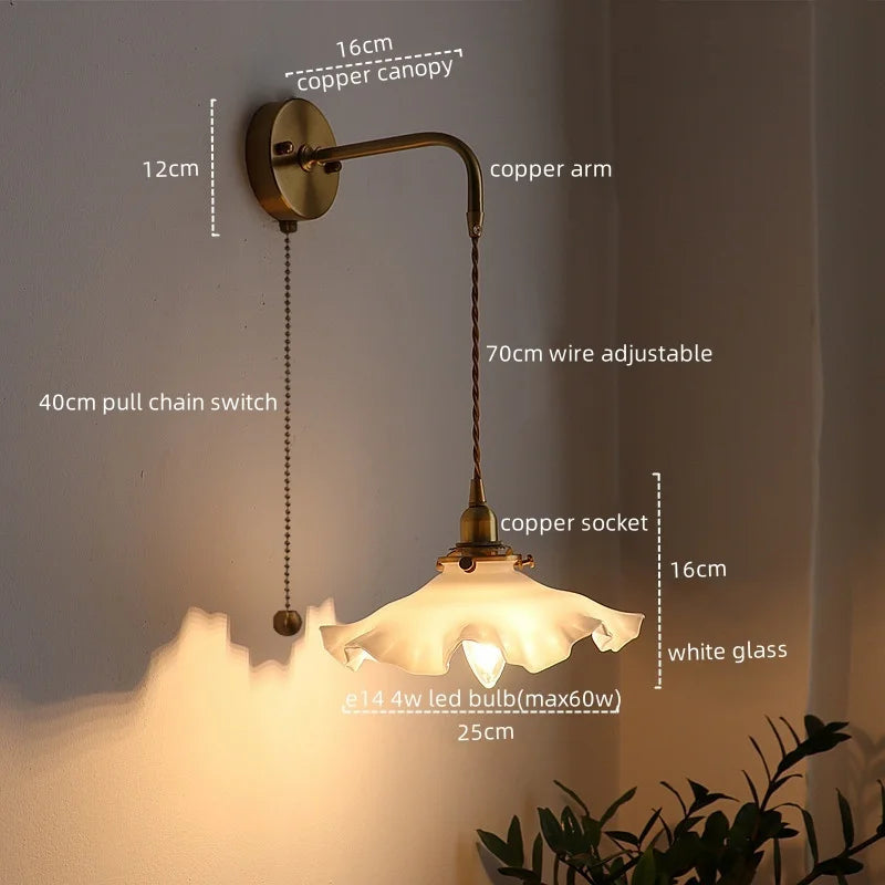 Afralia™ LED Copper Wall Light: Modern Nordic Interior Lamp for Bedroom, Bathroom, and Balcony
