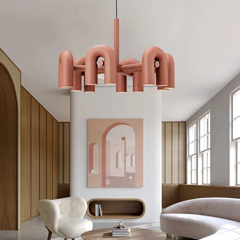 Afralia™ LED Macaron Pendant Chandelier - Modern U Shape Hanging Lamp