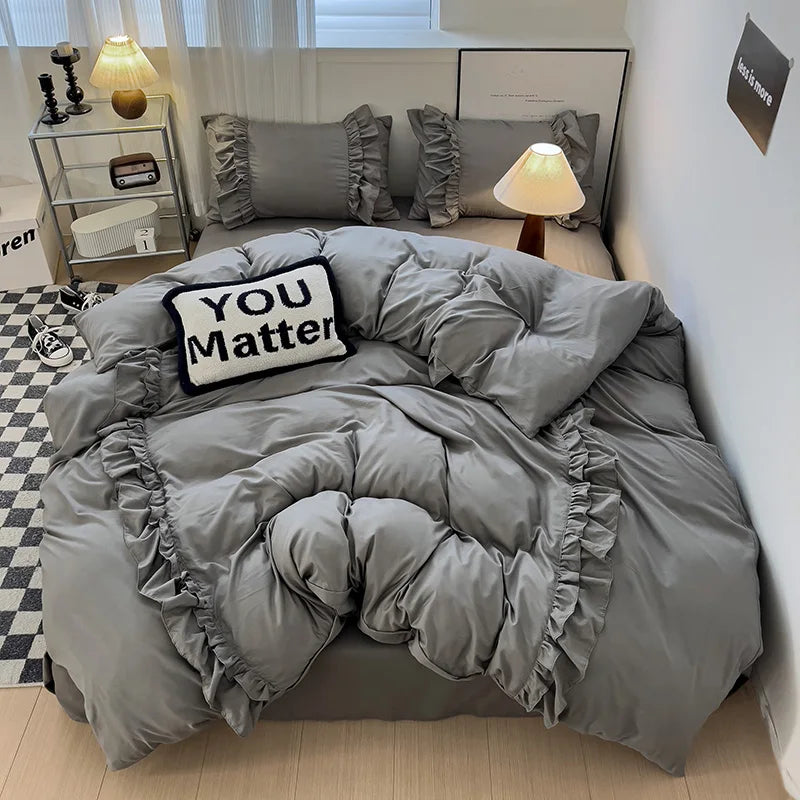 Afralia™ Lace Patchwork Duvet Cover Set, Soft Microfiber, Full Queen Size Bed Linen Pillowcase