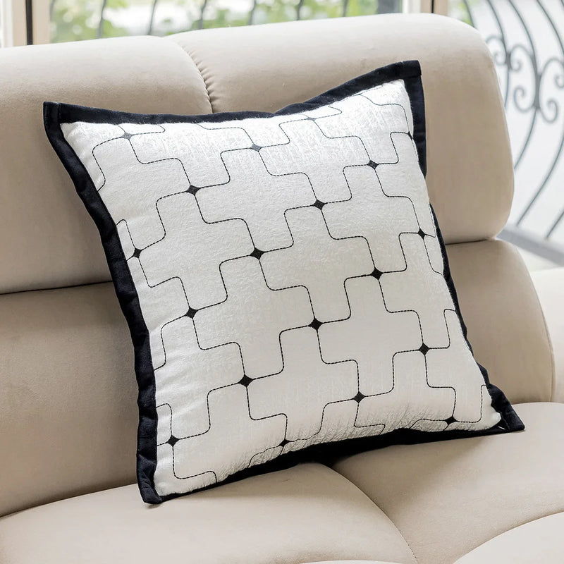 Afralia™ Geometric Jacquard Cushion Cover 45*45 Modern Design Sense Pillowcase