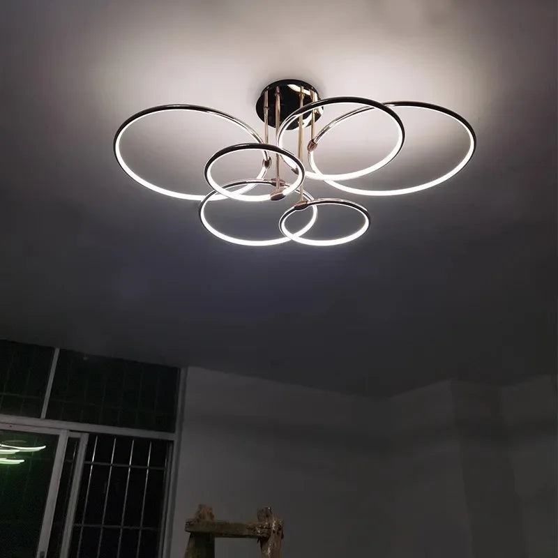 Afralia™ Modern Gold-plated LED Pendant Light for Luxury Indoor Lighting.