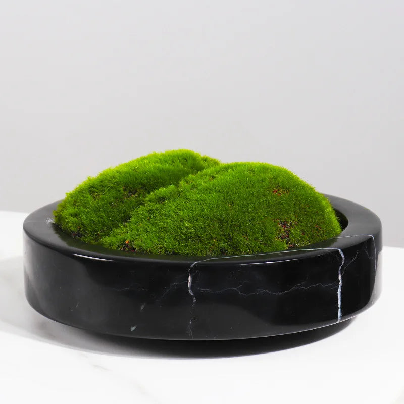 Afralia™ Marble Green Flower Pot - Luxury Stone Moss Simulation Planter Vase