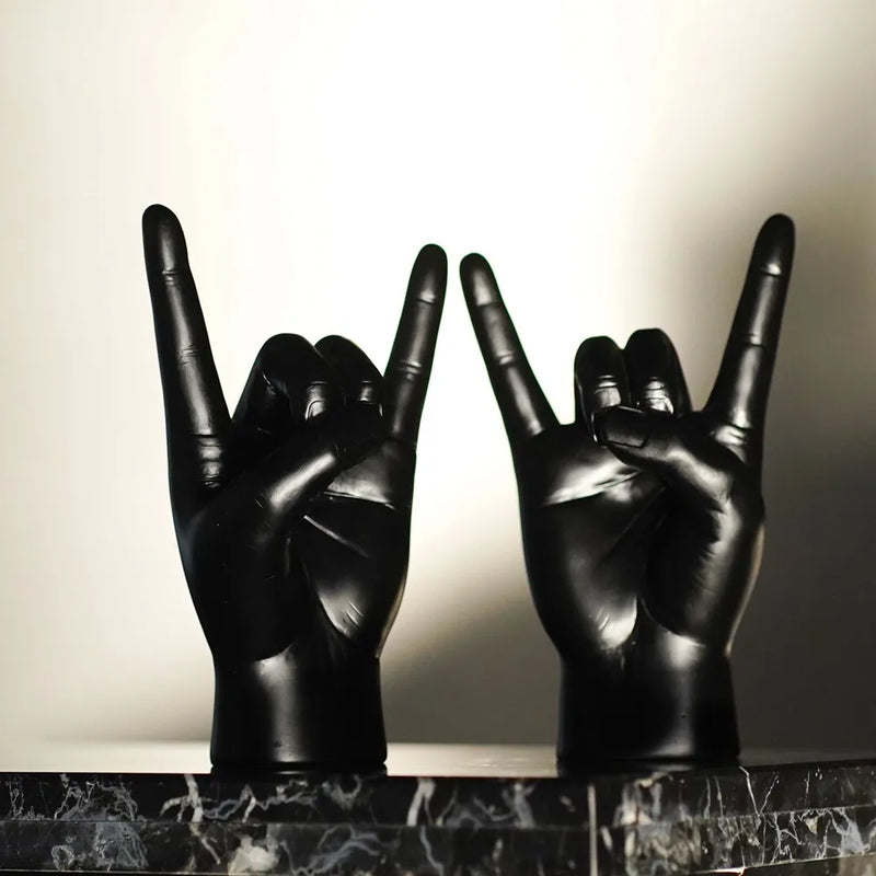 Afralia™ Resin Devil Horns Rock and Roll Hand Figurine - Pop Art Home Decor