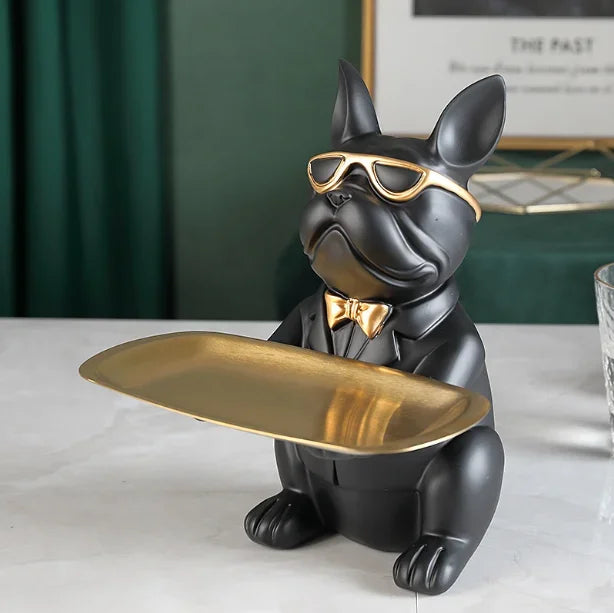 Nordic French Bulldog Sculpture by Afralia™: Key Storage Table Decor & Jewelry Holder