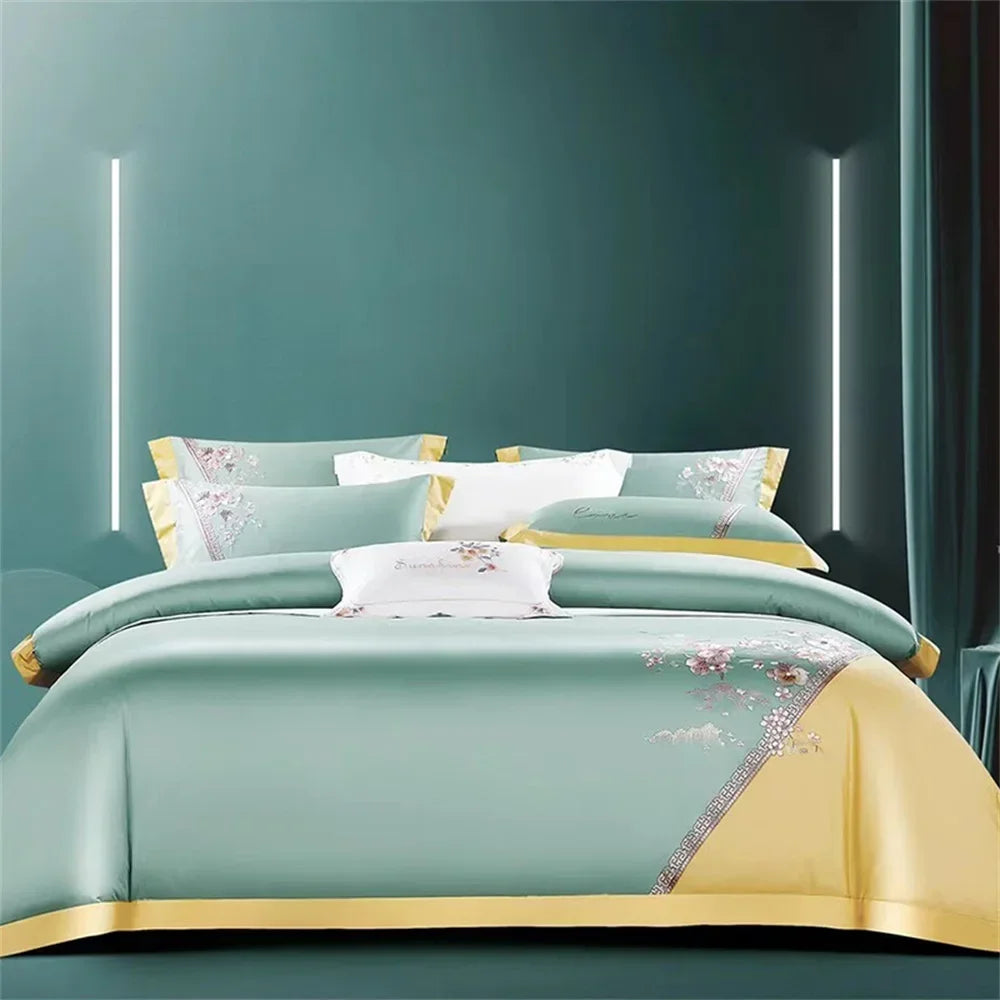 Afralia™ Pink Egyptian Cotton Jacquard Bedding Set with Satin Finish