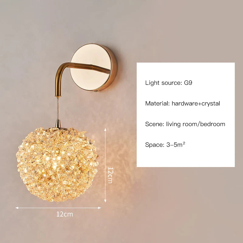 Afralia™ Crystal Wall Lights Sconce for Bedroom Foyer Bedside Aisle.