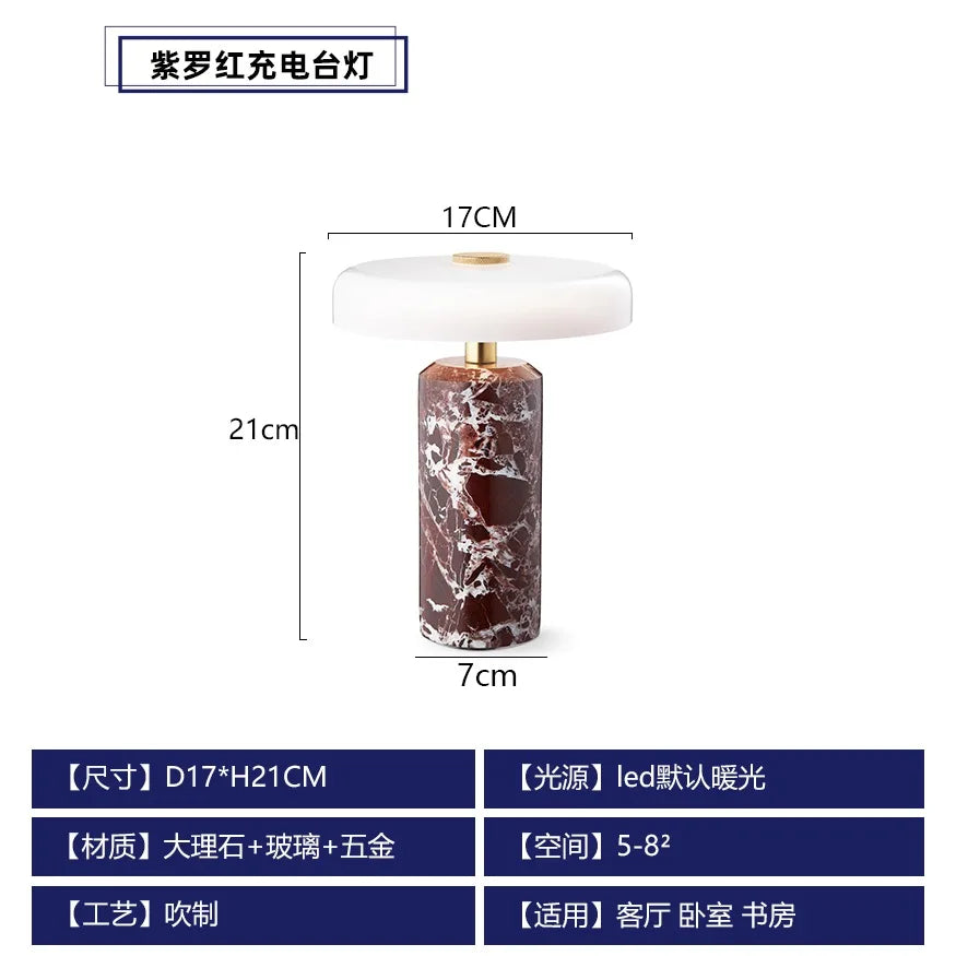 Afralia™ Marble LED Desk Lamp Touch Switch Bedroom Living Room Study Bedside.