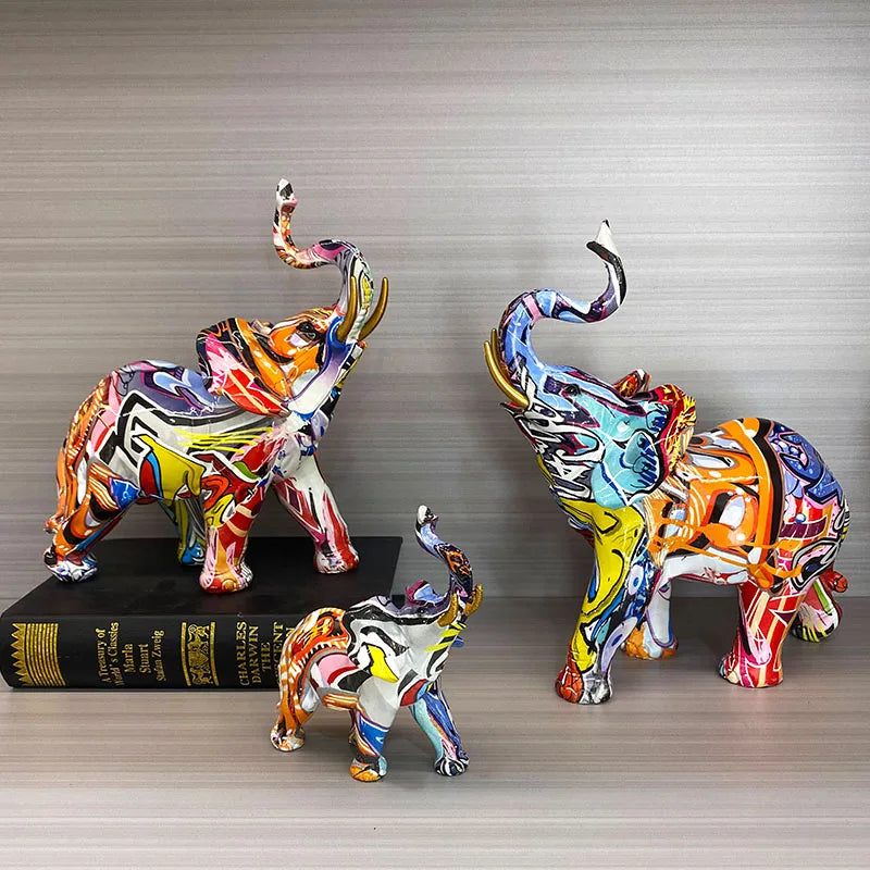 Afralia™ Elephant Resin Art Statue Collection for Home Office Decor