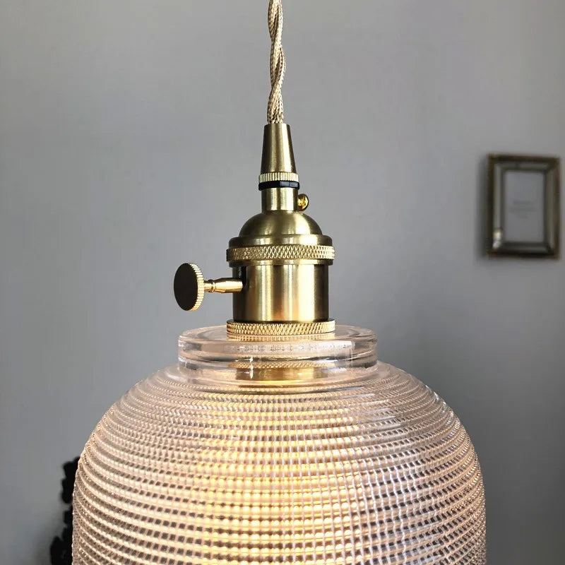 Afralia™ Clear Glass Knob Switch LED Pendant Light Fixture: Modern Nordic Hanging Chandelier