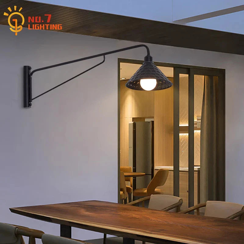 Afralia™ Black LED Swing Arm Wall Lamp for Outdoor Decor in Bedroom, Balcony & Aisle