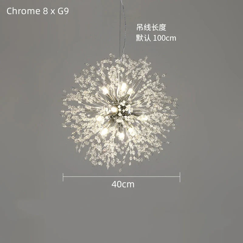 Afralia™ Dandelion Crystal Ceiling Lamp Chandelier for Bedroom Dining Room Kitchen Island
