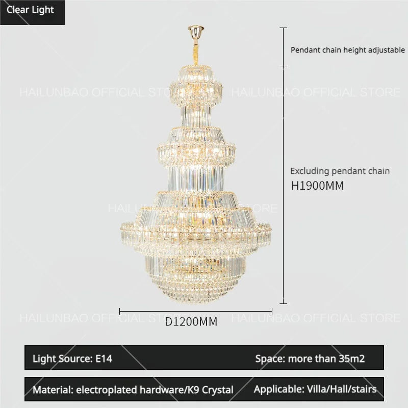 Afralia™ Crystal Chandelier: Villa High Living Room Luxury Lighting