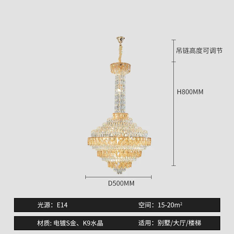 Afralia™ Crystal Chandelier for High-End Designer Duplex Living Room