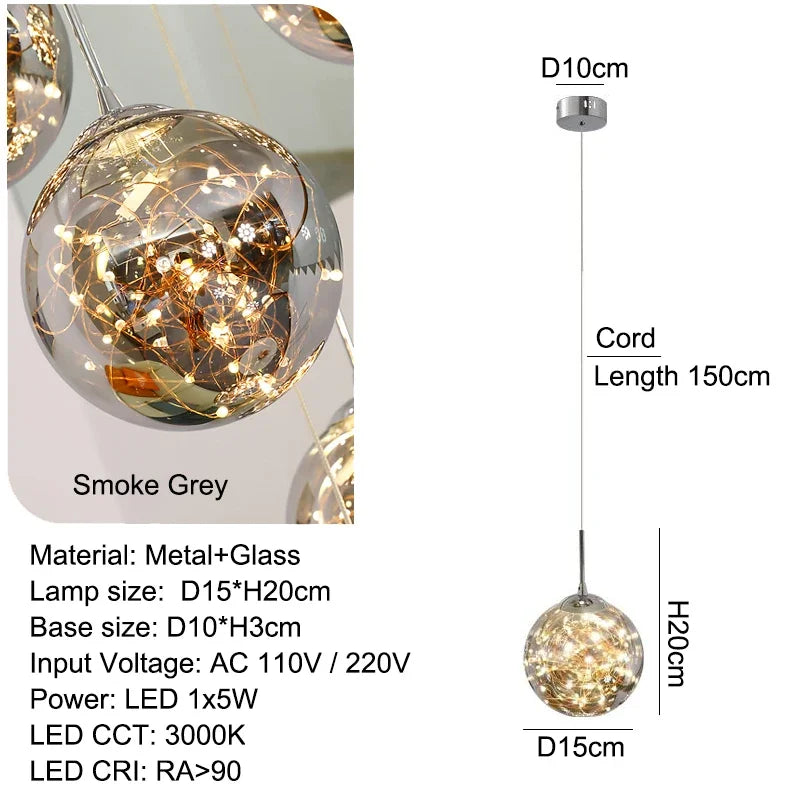 Afralia™ Star Meteor Ball LED Pendant Light: Modern Nordic Hall Chandelier for Home Living