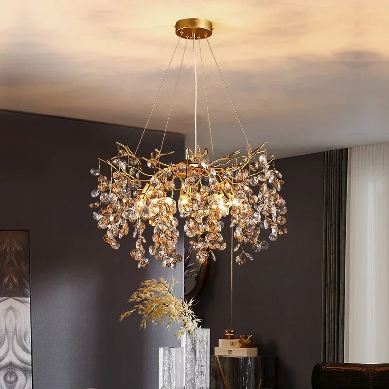 Afralia™ Crystal LED Chandelier 60/80/100 cm Golden Luxury Lamp for Dining & Living Room