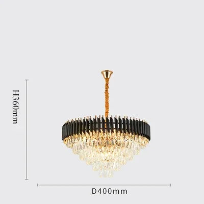 Afralia™ Modern Luxury Black Crystal Chandelier Ring Pendant Light for Living Room