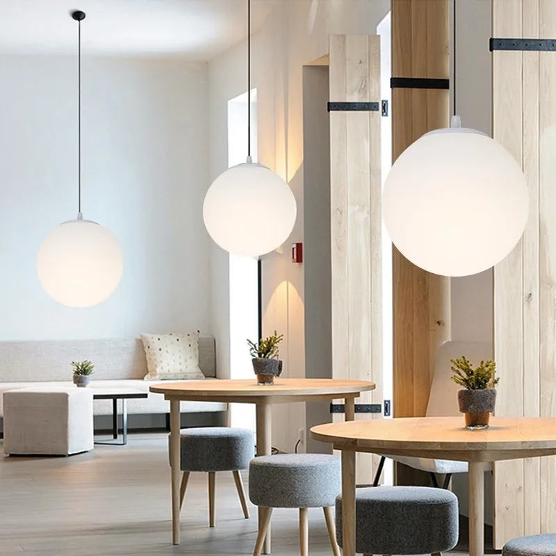 Afralia™ Frosted Acrylic Ball Pendant Light: Modern Minimalist Home Decor E27